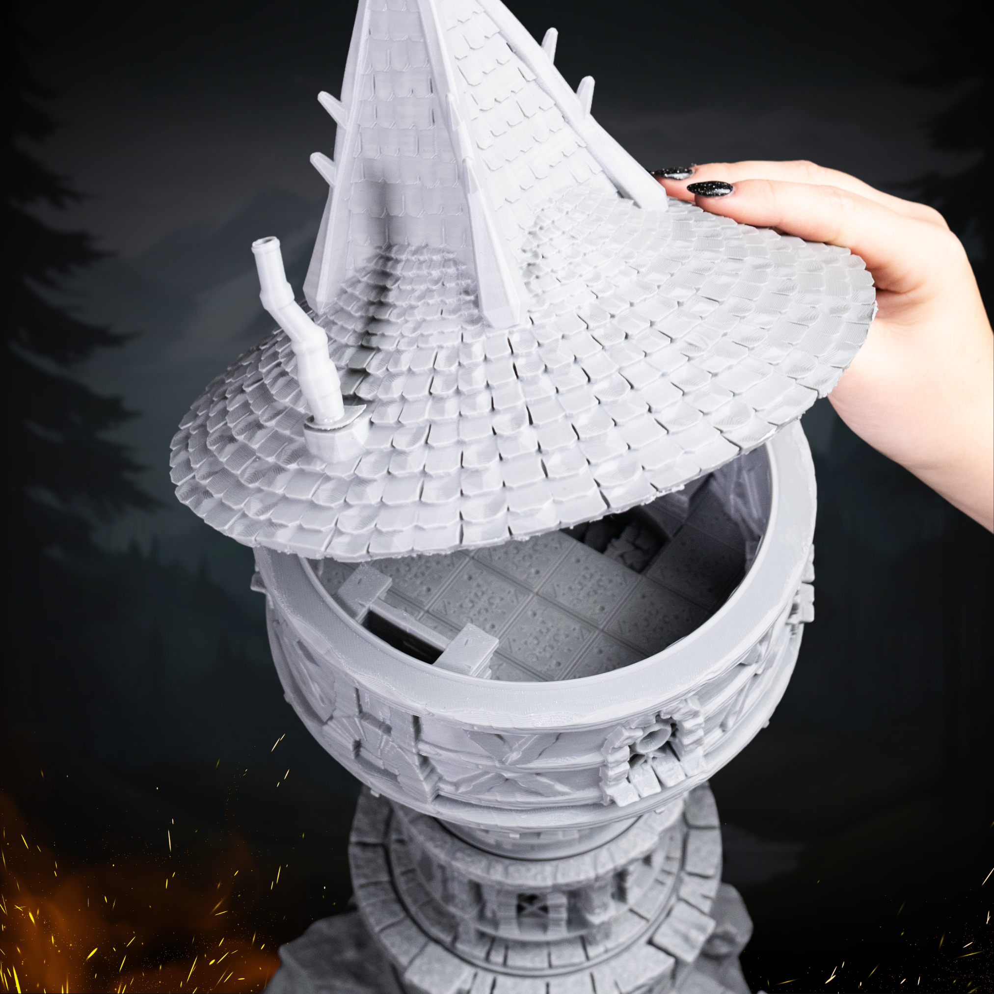 PolyHero Wizard Smoldering Ember Würfel-Set – 8-teiliges RPG-Set Mit D20, D12, D10, D8, D6, D4